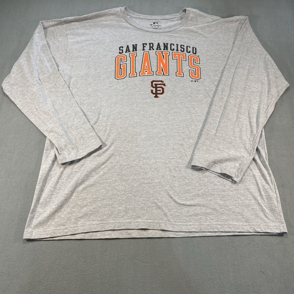 Fanatics San Franciso Giants Mens Long Sleeve Grey T-Shirt 5XL Baseball MLB